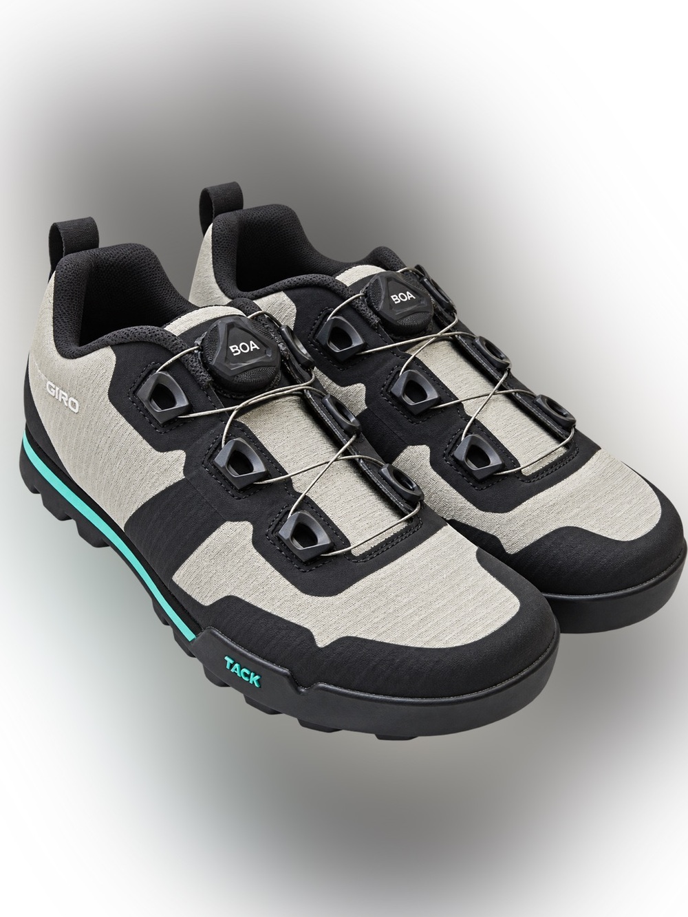 Giro Women’s Tracker Bike Shoes - Light Gray & Black w/ Teal Accent & BOA